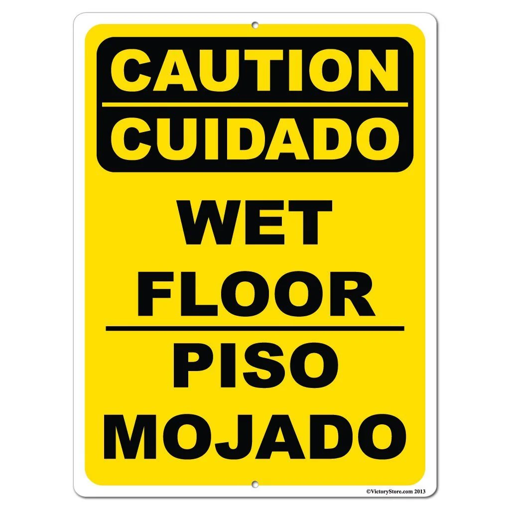 Bilingual Caution Wet Floor Sign or Sticker - Image 4