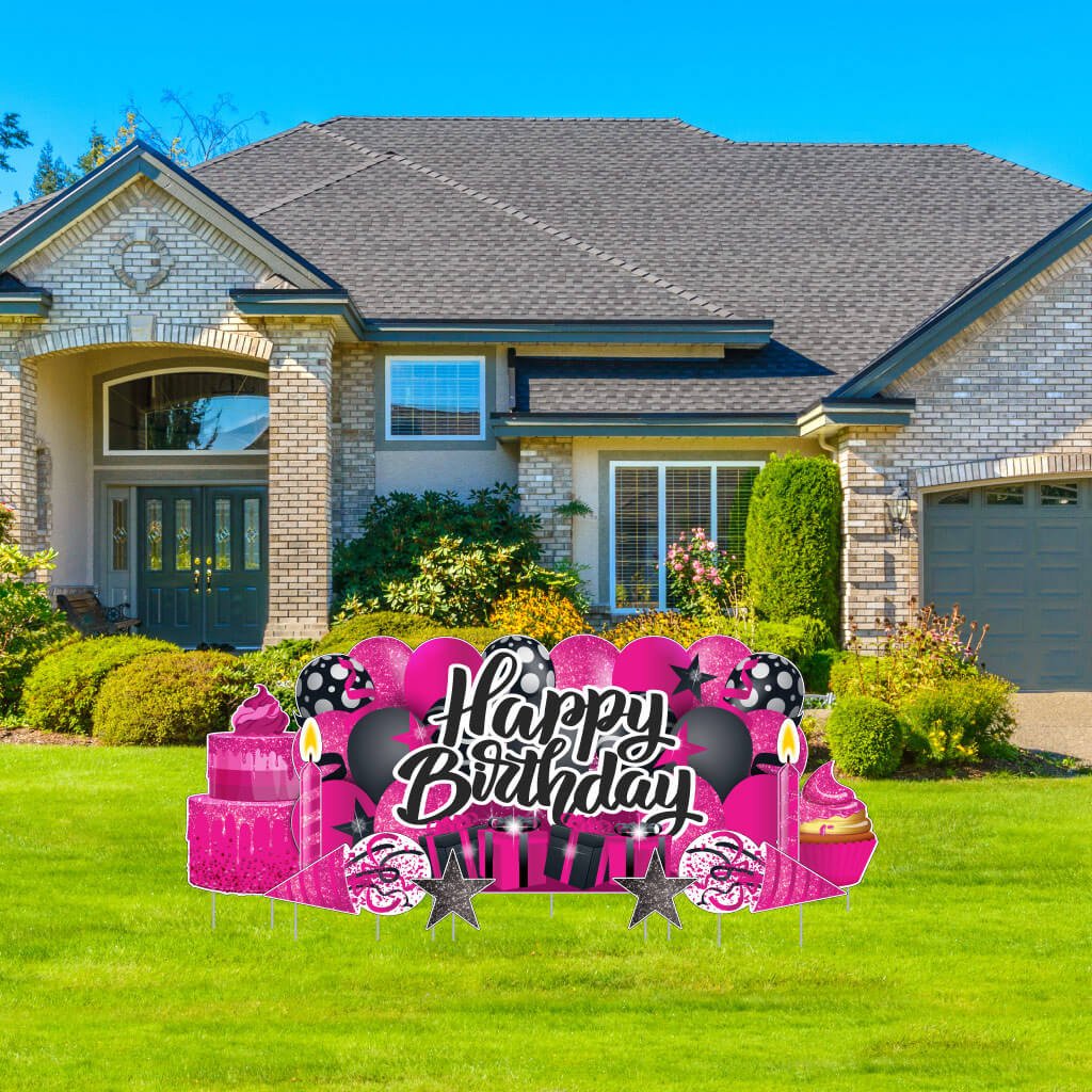 Sparkle Happy Birthday Oversized EZ Yard Card Sign Display - 9 pc set - Image 10