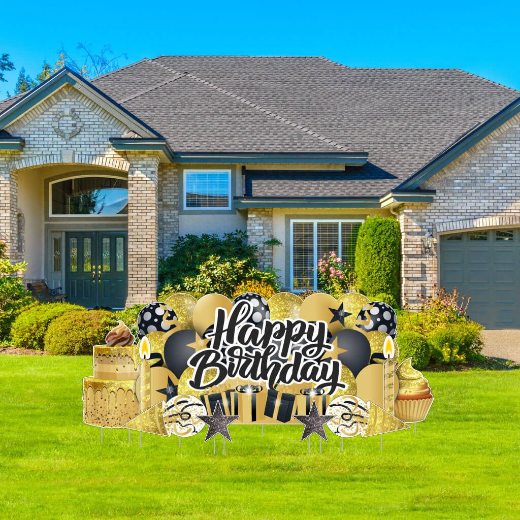 Sparkle Happy Birthday Oversized EZ Yard Card Sign Display - 9 pc set - Image 25