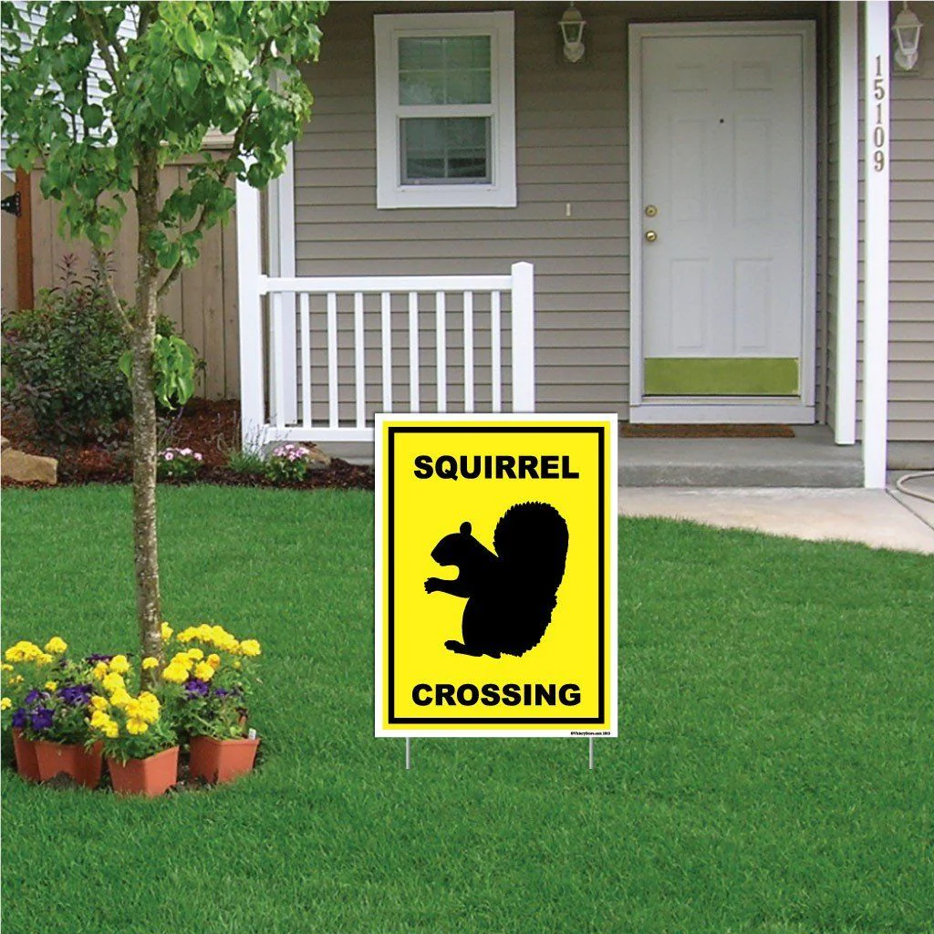Squirrel Crossing Sign or Sticker