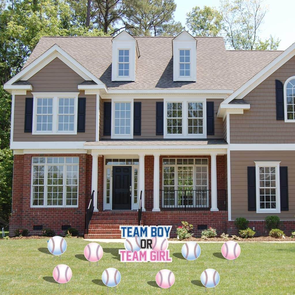 Team Boy or Team Girl Baseball Theme Gender Reveal Yard Decoration