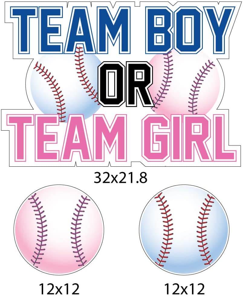 Team Boy or Team Girl Baseball Theme Gender Reveal Yard Decoration - Image 3