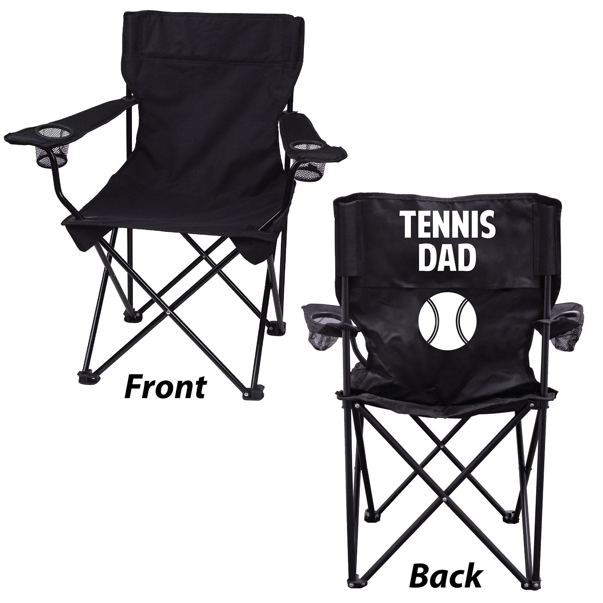 Tennis Dad Black Folding Camping Chair - Image 2