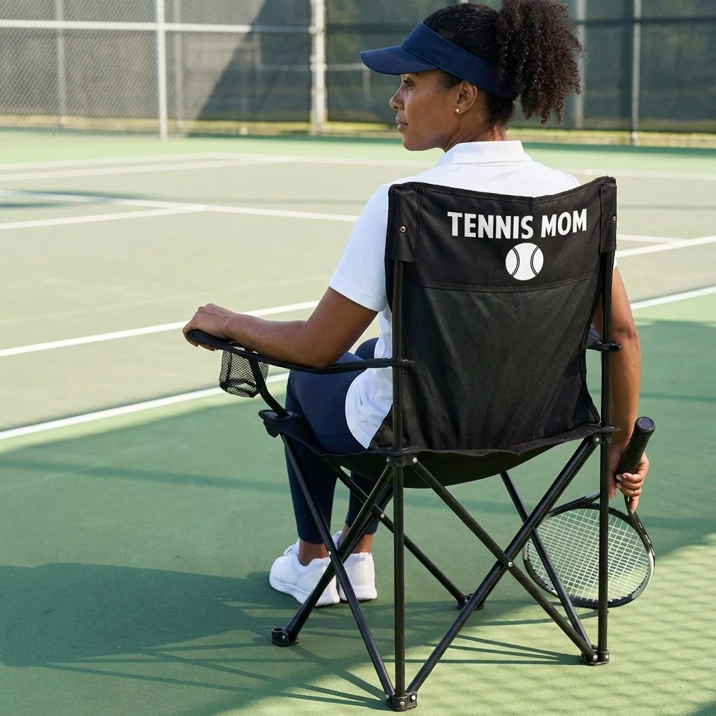 Tennis Mom Black Folding Camping Chair - Image 4