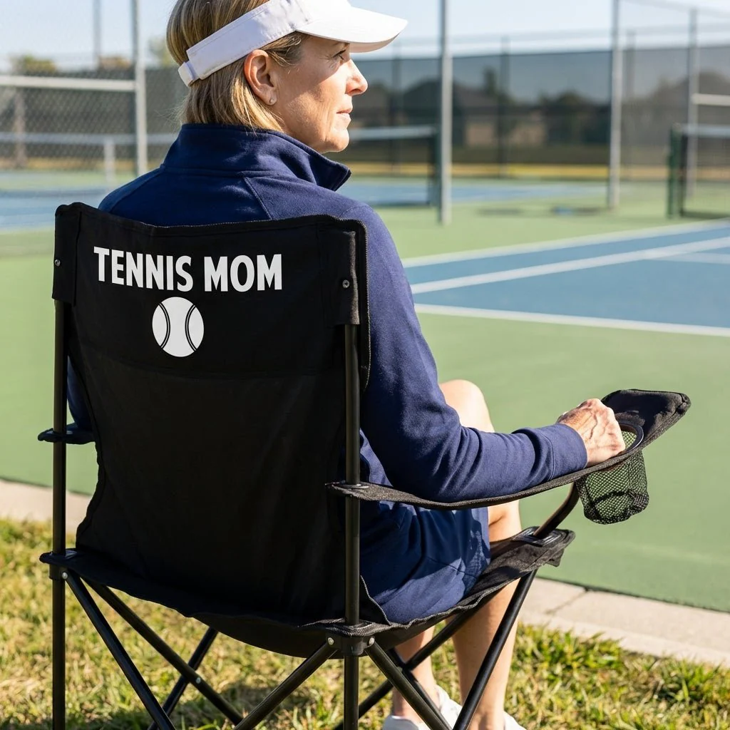 Tennis Mom Black Folding Camping Chair - Image 6