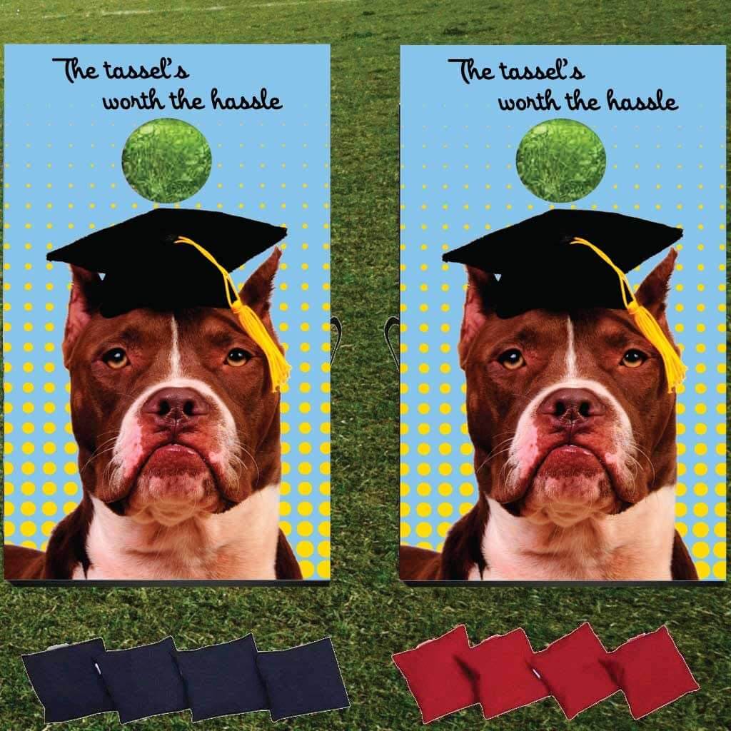The Tassel's Worth the Hassle Graduation Cornhole Bean Bag Toss Game