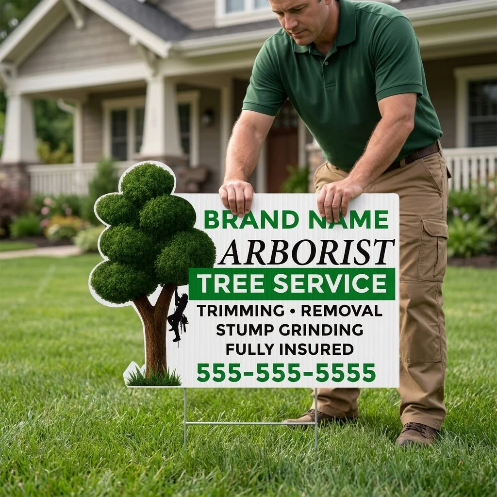 22"x16" Custom Arborist Yard Sign Tree Shaped - Image 2
