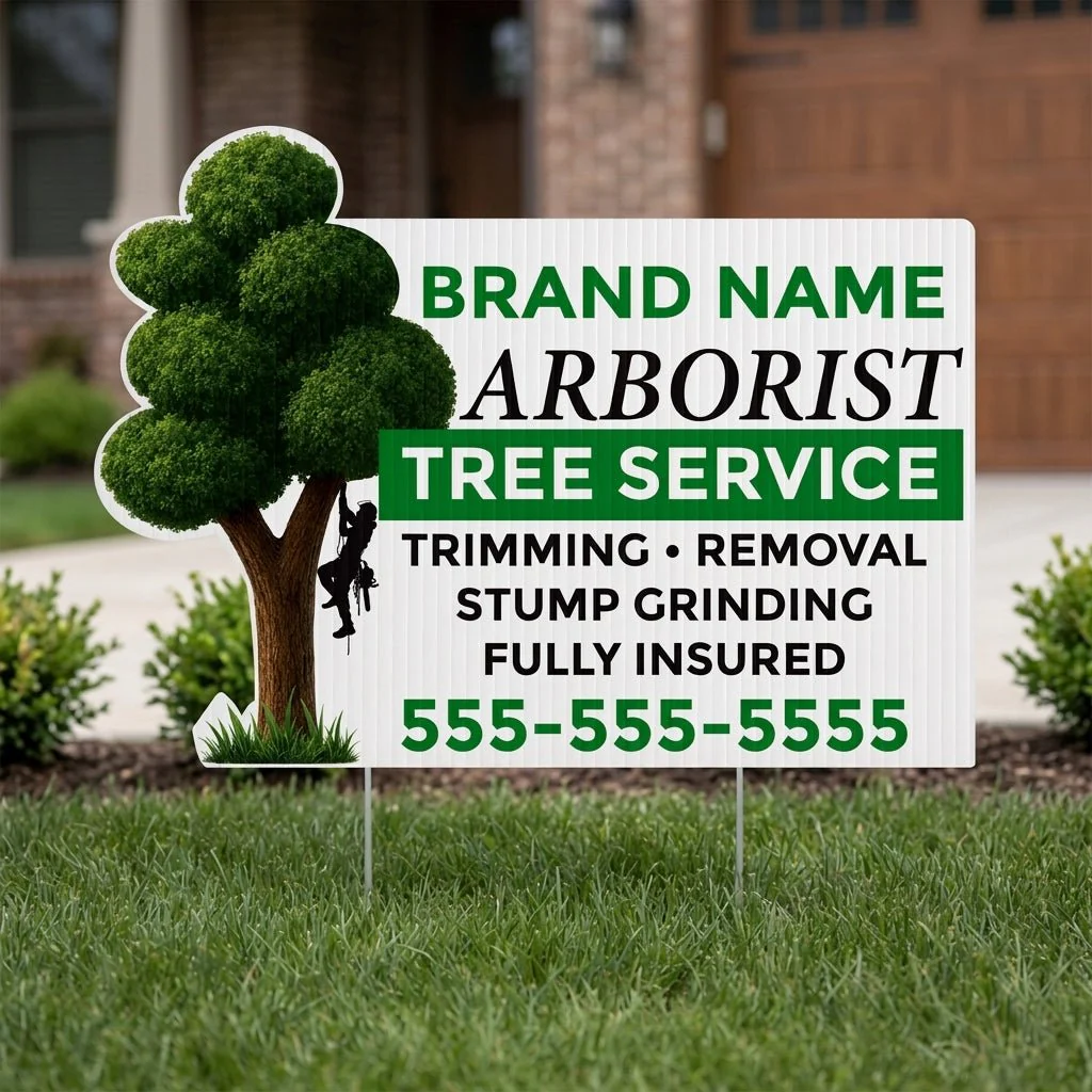 22"x16" Custom Arborist Yard Sign Tree Shaped - Image 3