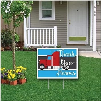 Truck Drivers Thank You Heroes Yard Sign - Includes 2 Stakes