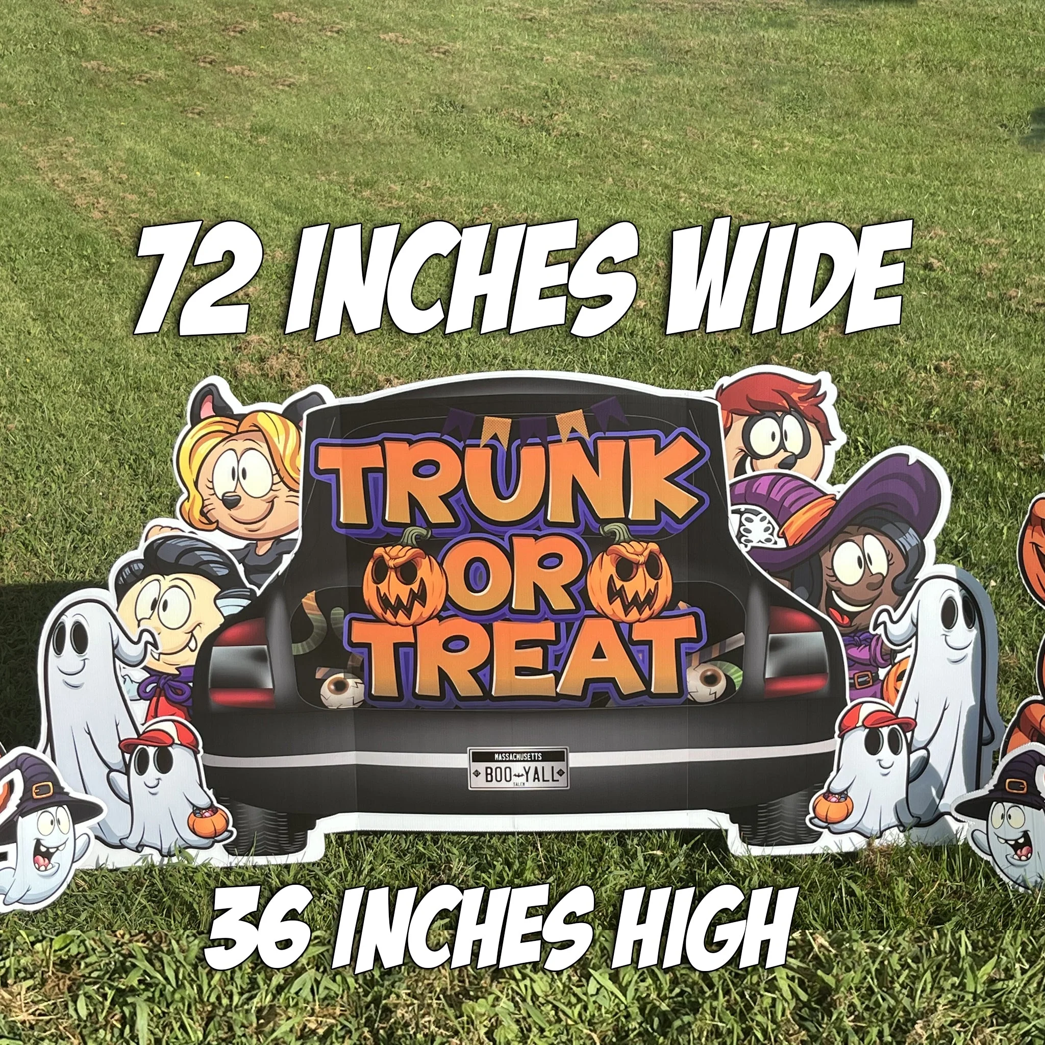 Trunk or Treat Oversized Halloween Yard Sign Decoration - 7 pc Set - Image 2