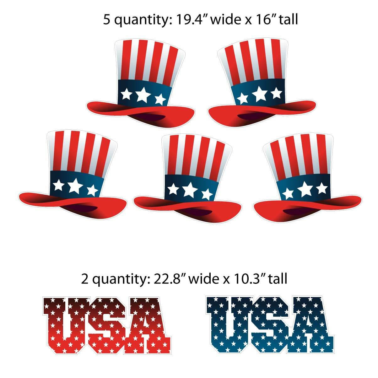 Uncle Sam Hat Patriotic Yard Card Fillers 7 pc set - Image 2