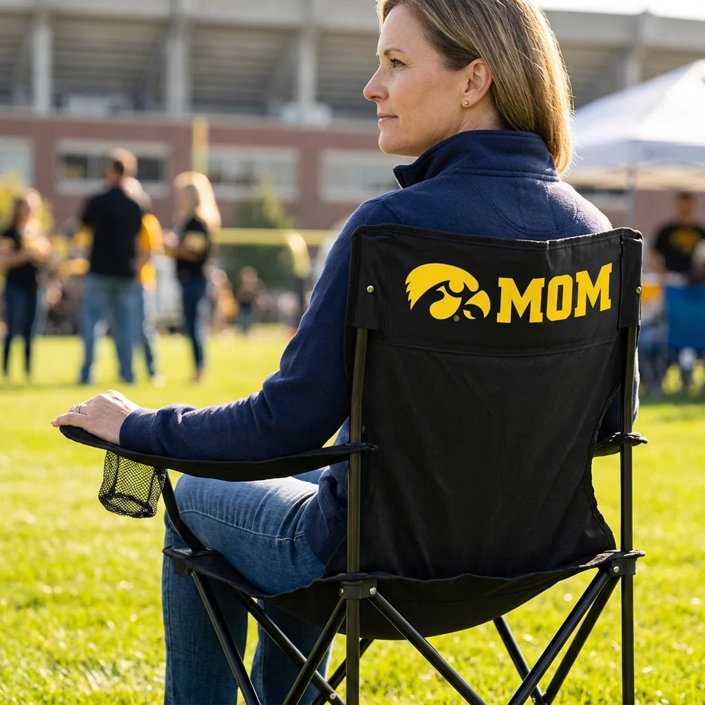 University of Iowa "Iowa Mom" Black Folding Camp Chair - Image 2