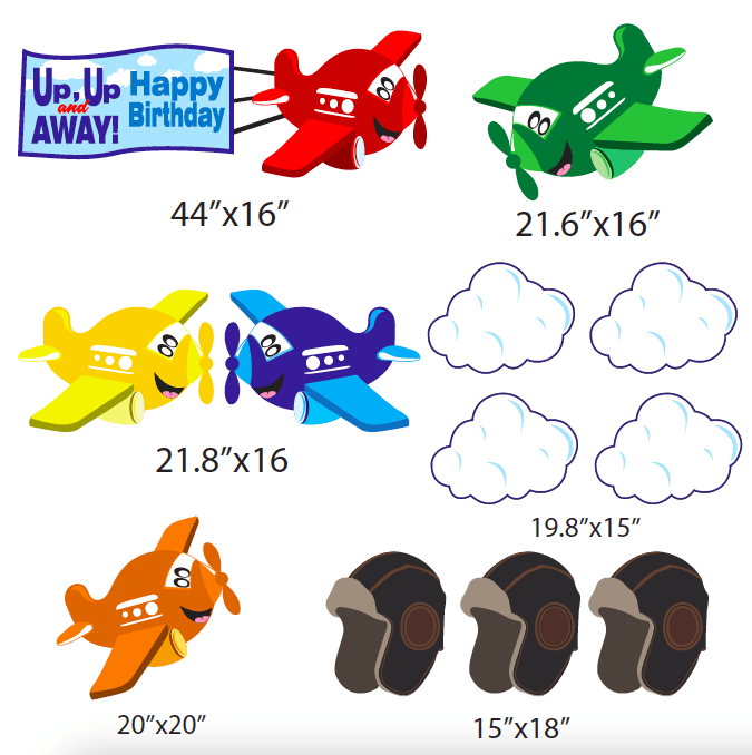 Up, Up And Away Airplane Birthday Yard Decorations 12 piece set - Image 2