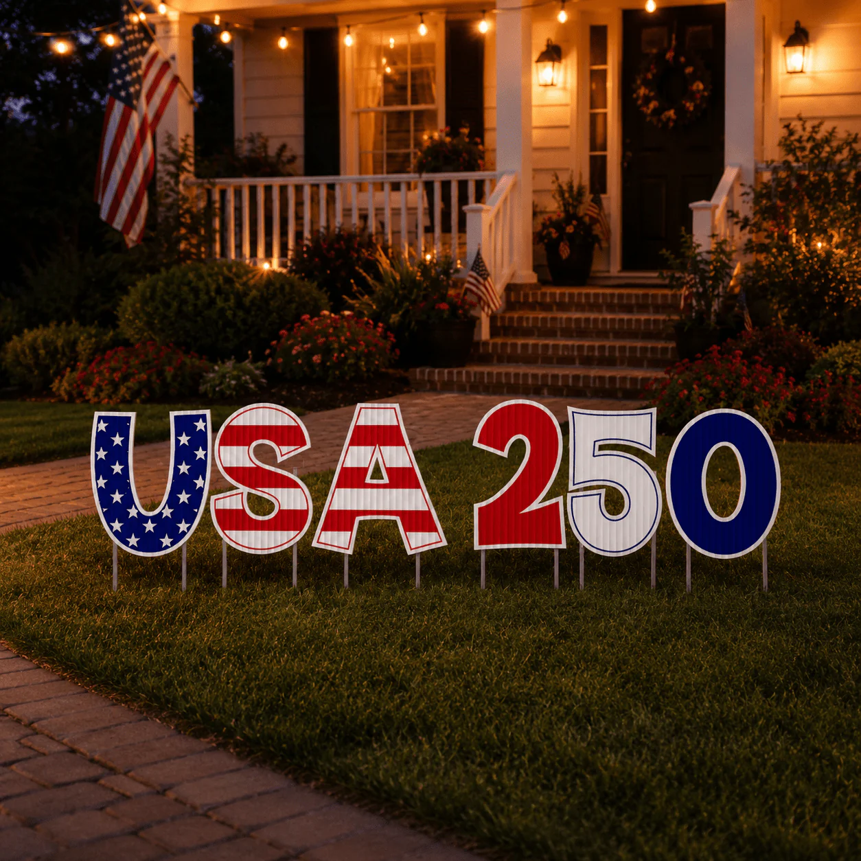 USA 250 Yard Letters with Stakes: 6pc Patriotic 4th of July Lawn Decor - Image 3