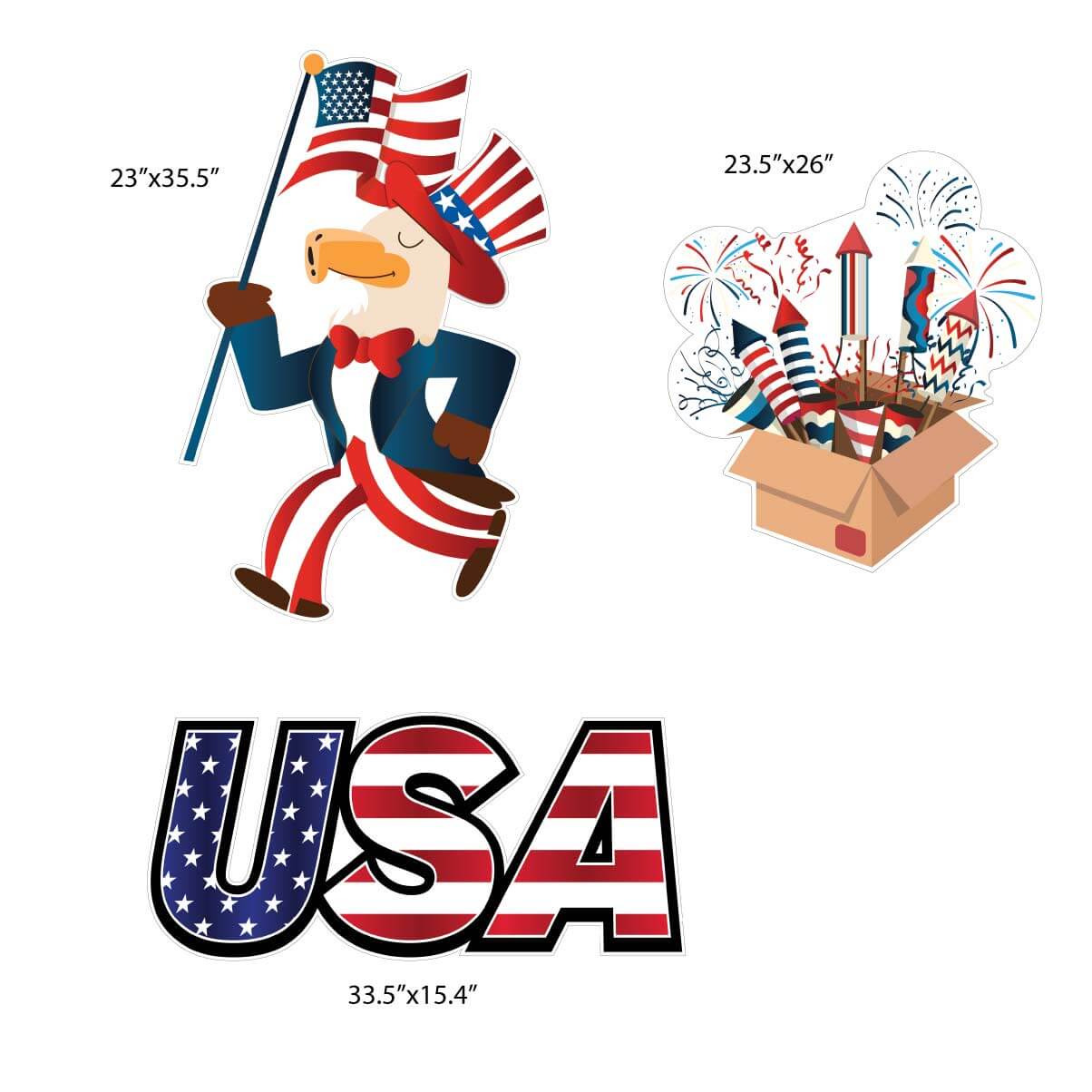 USA Uncle Sam Patriotic Yard Card Decoration 9 pc set - Image 3