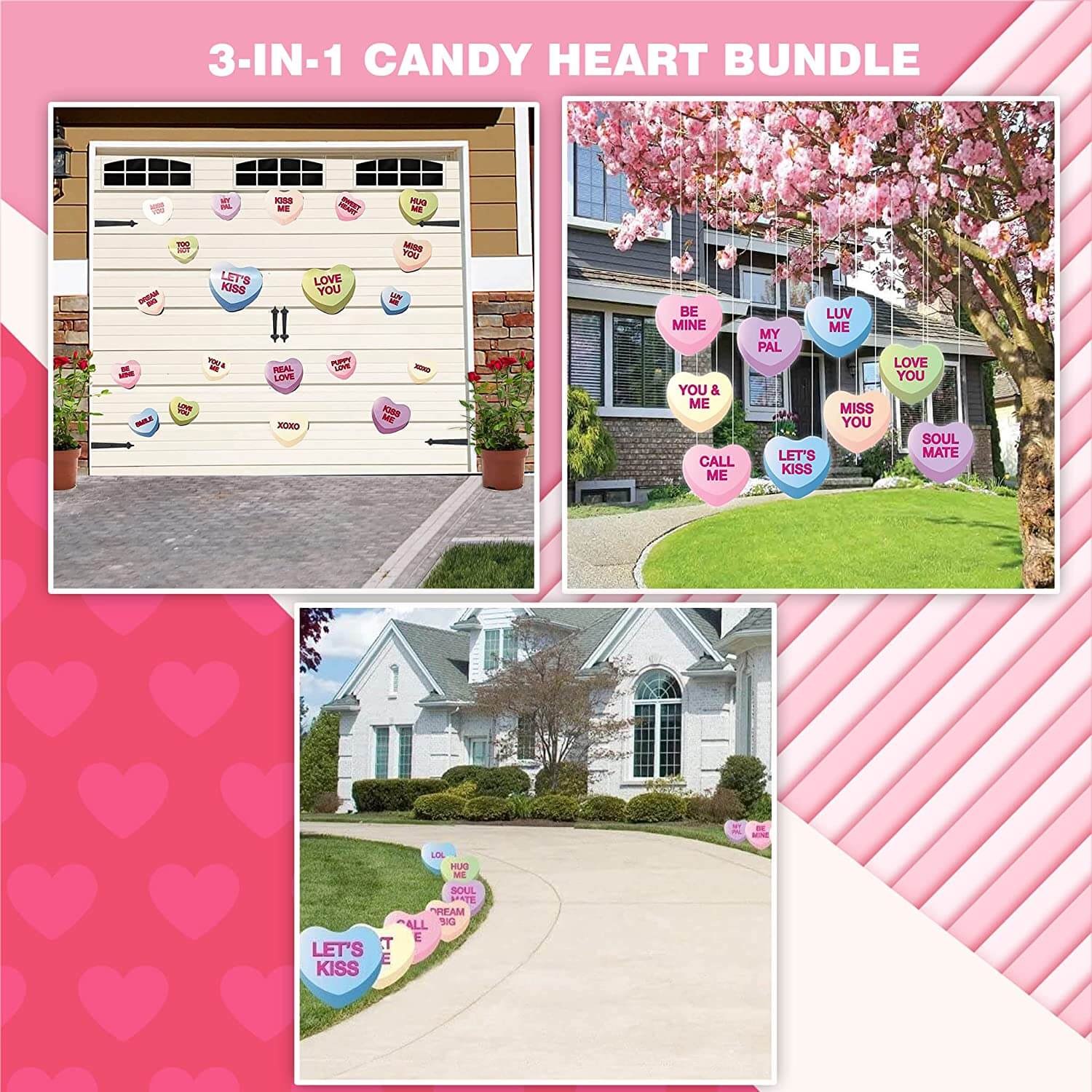 Valentine Candy Heart Decoration Bundle: Yard Decor & Magnets - Image 3