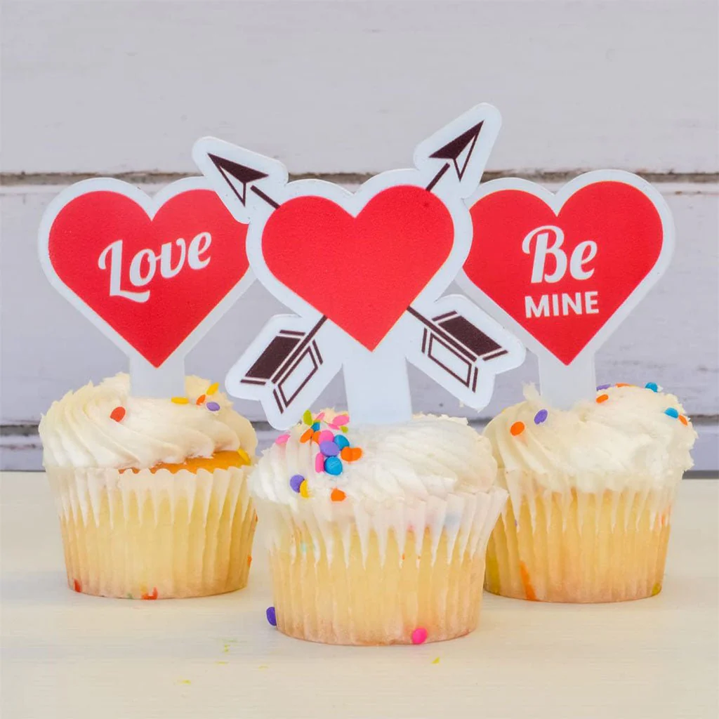 Valentines Cupcake Toppers (Red Heart & Arrow Love)