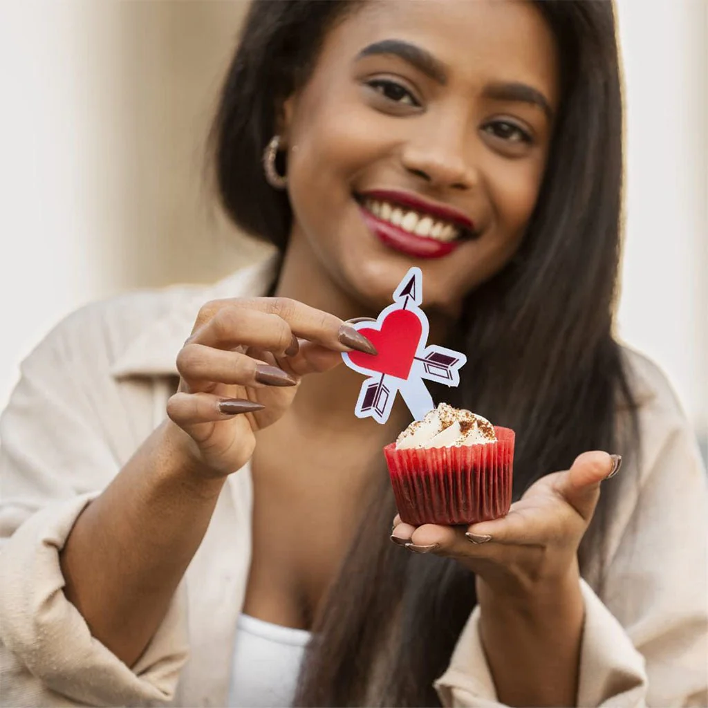Valentines Cupcake Toppers (Red Heart & Arrow Love) - Image 2