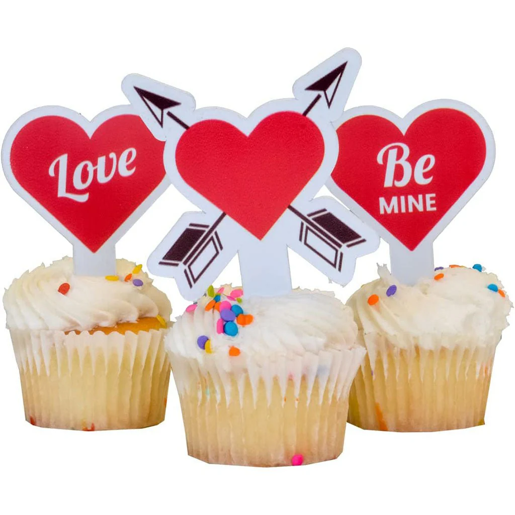 Valentines Cupcake Toppers (Red Heart & Arrow Love) - Image 4