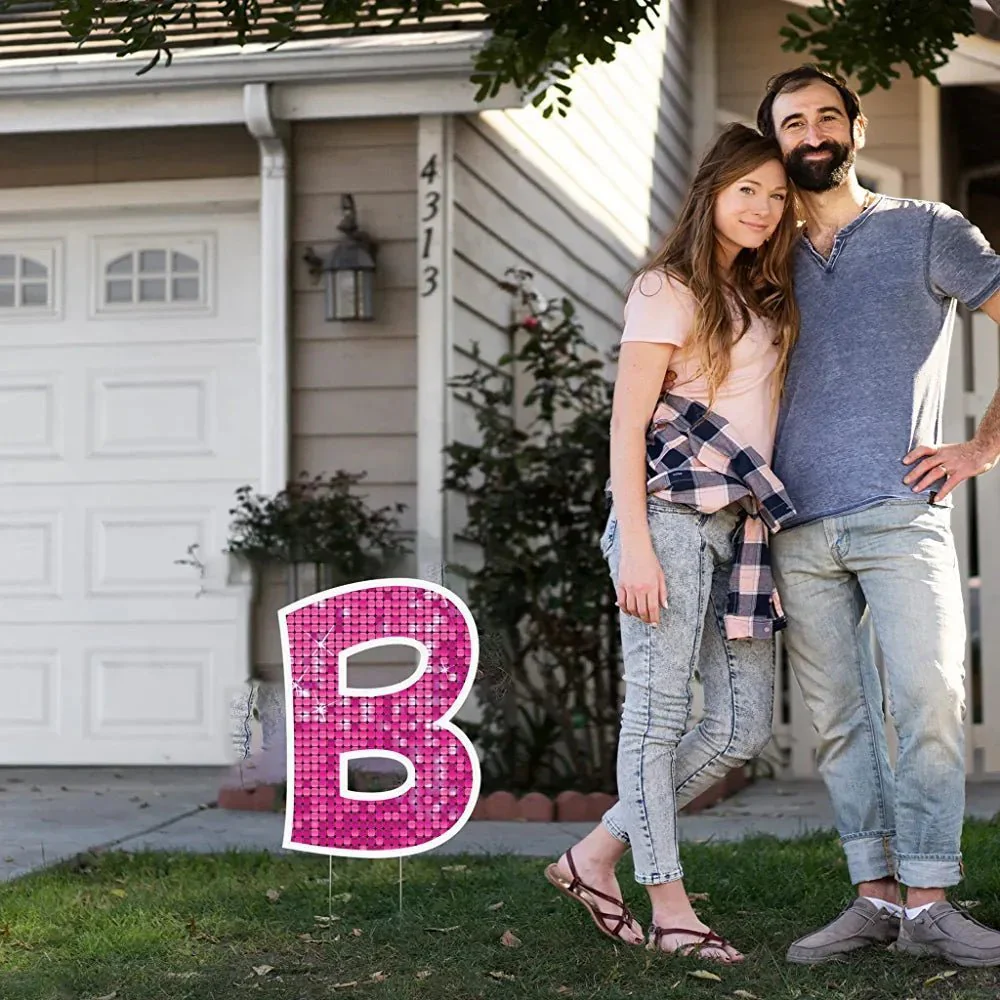 Valentine's Day Be Mine Yard Sign | KG Letters (Pink Sparkle) - Image 2