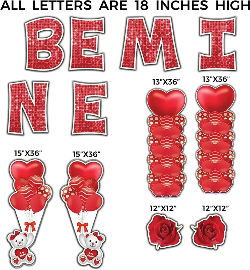 Valentine's Day Be Mine Yard Sign | KG Letters (Red Sparkle) - Image 2