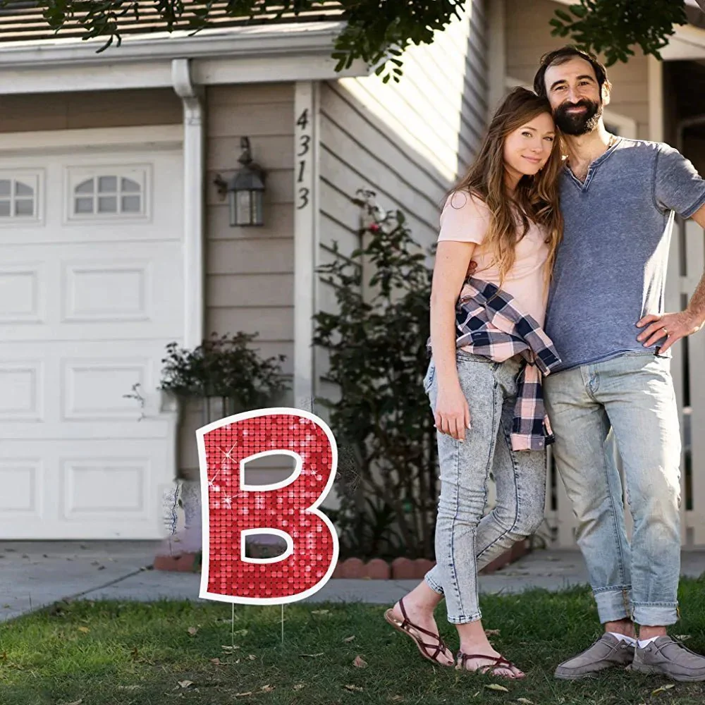 Valentine's Day Be Mine Yard Sign | KG Letters (Red Sparkle) - Image 3