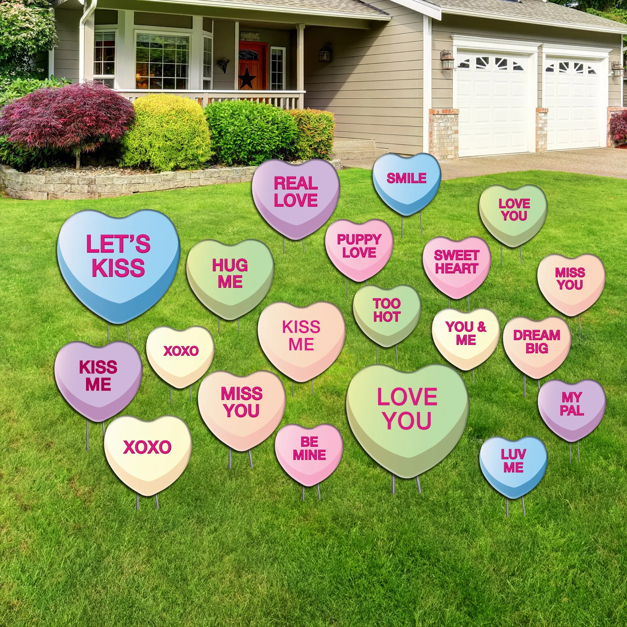 Valentine's Day Candy Heart Yard Cards | 20 pc set