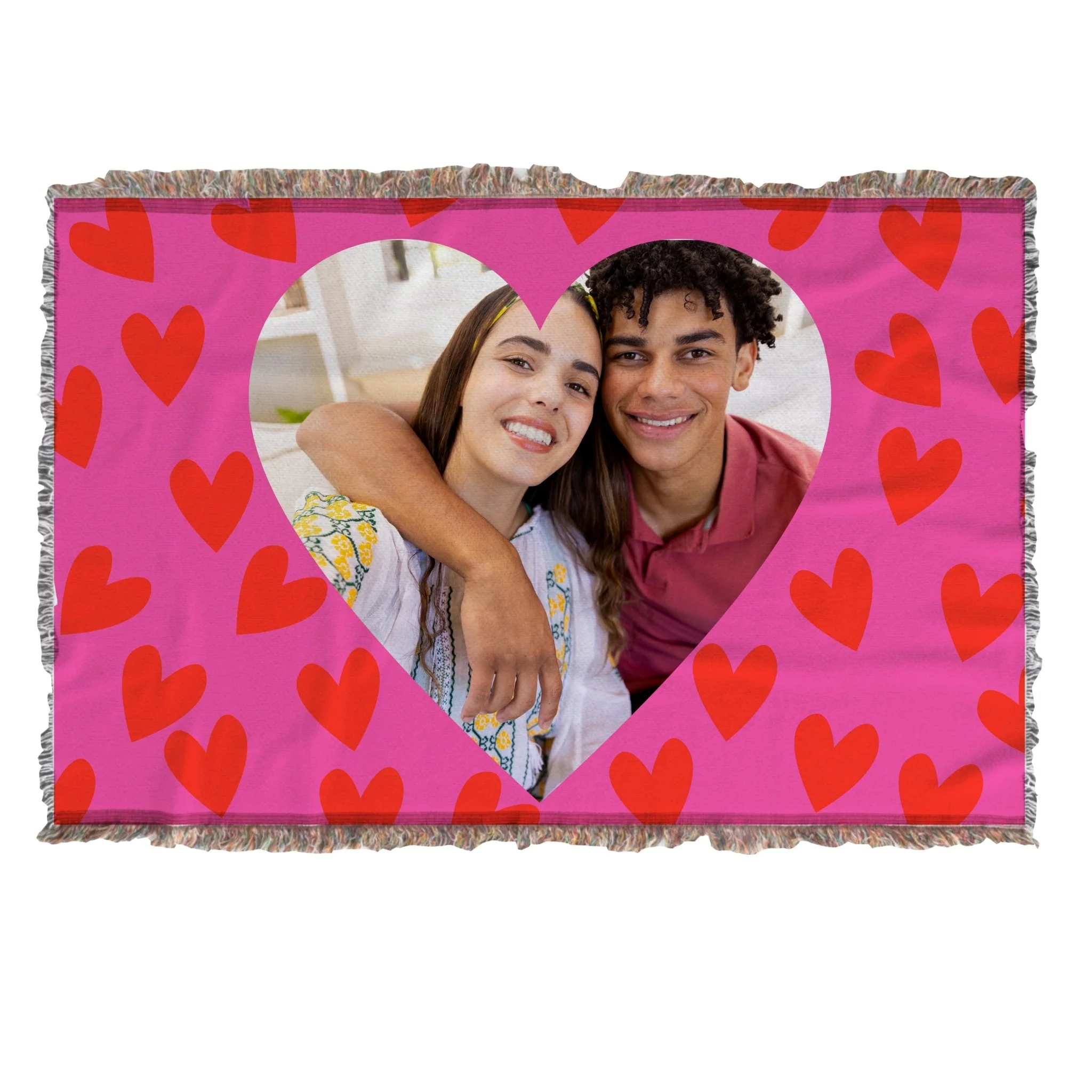Valentine's Day Custom Heart-Shaped Photo Throw Blanket | 35" x 54"