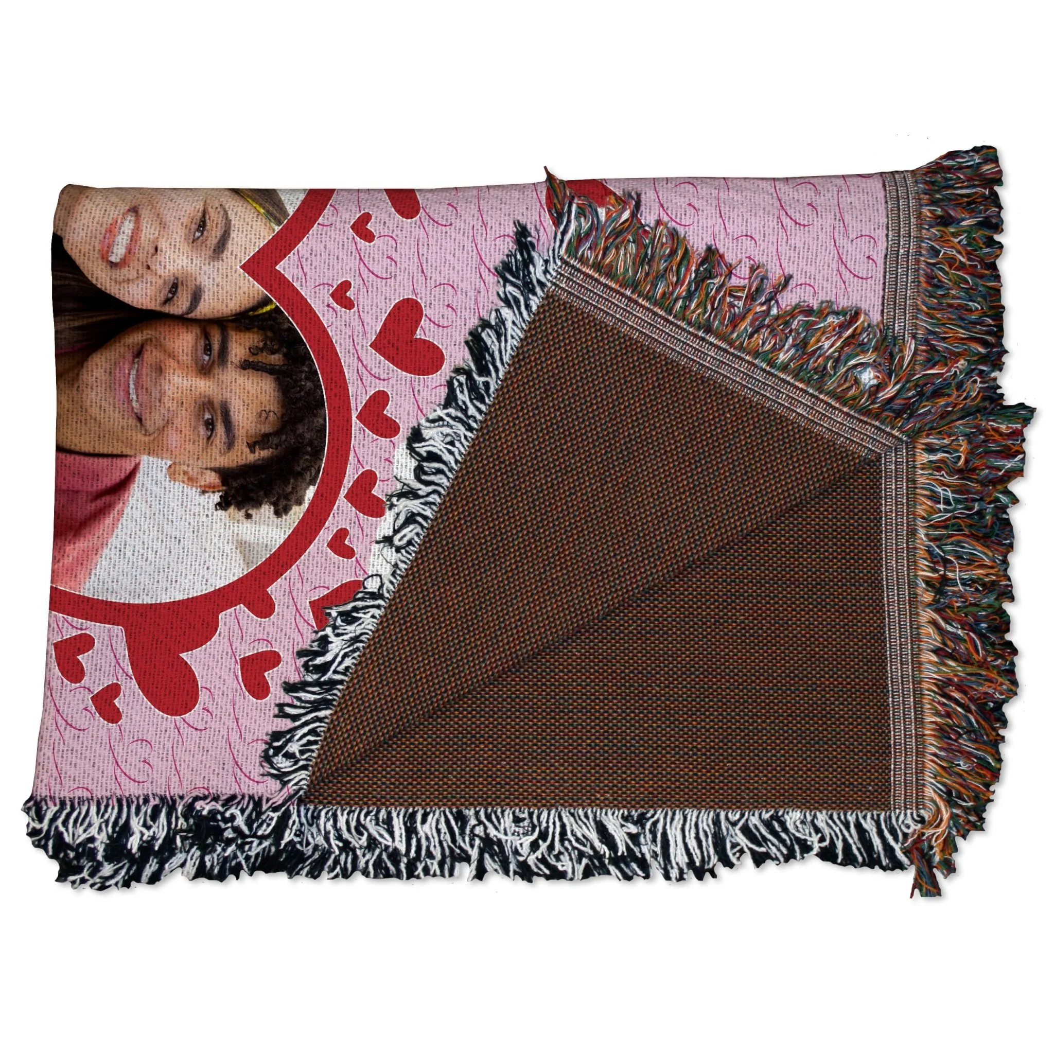 Valentine's Day Custom Woven Throw Blanket with Heart-Shaped Photo | 35" x 54 - Image 4