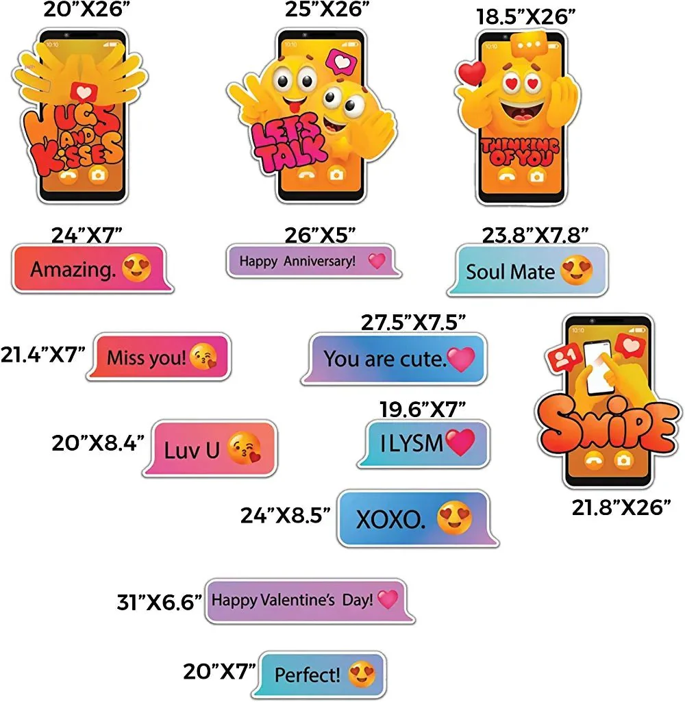 Valentine's Day Emoji & Text Message Yard Signs | 14 pc Set - Image 2