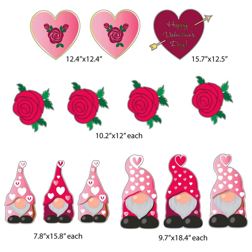 Valentine's Day Valentine Gnome Yard Decoration 13 pc set - Image 2