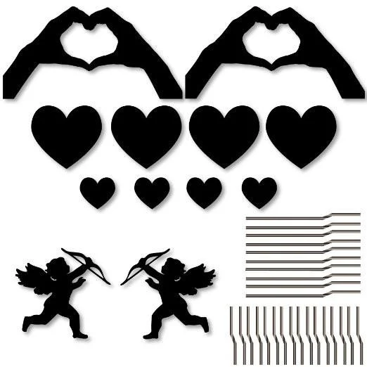 Valentine's Day Black Silhouette 'Hand Hearts' Yard Decoration - Image 2