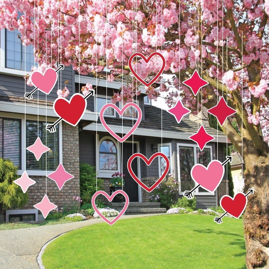 Valentine's Day Hanging Hearts and Sparkles Decorations