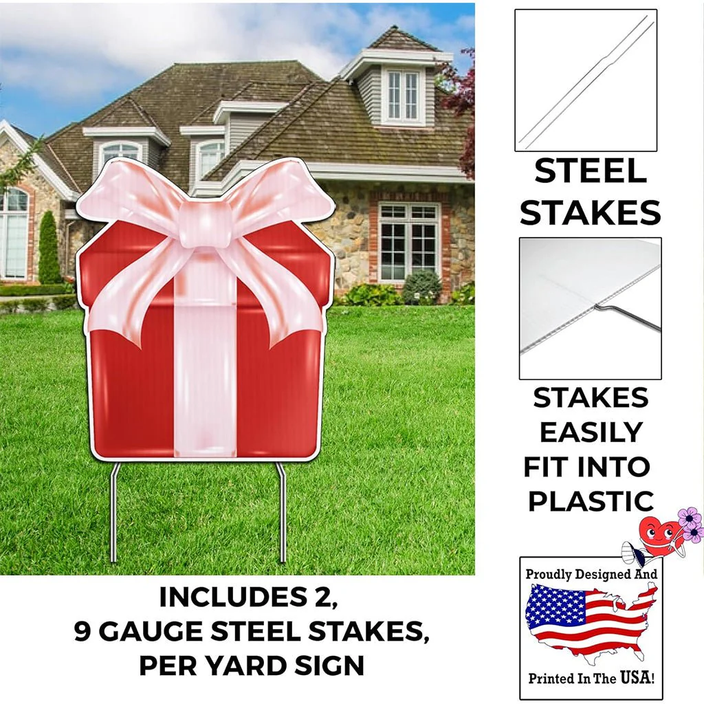 Valentines Yard Signs Filler | 23.5" Balloons and Presents | 8 Pc Set - Image 3