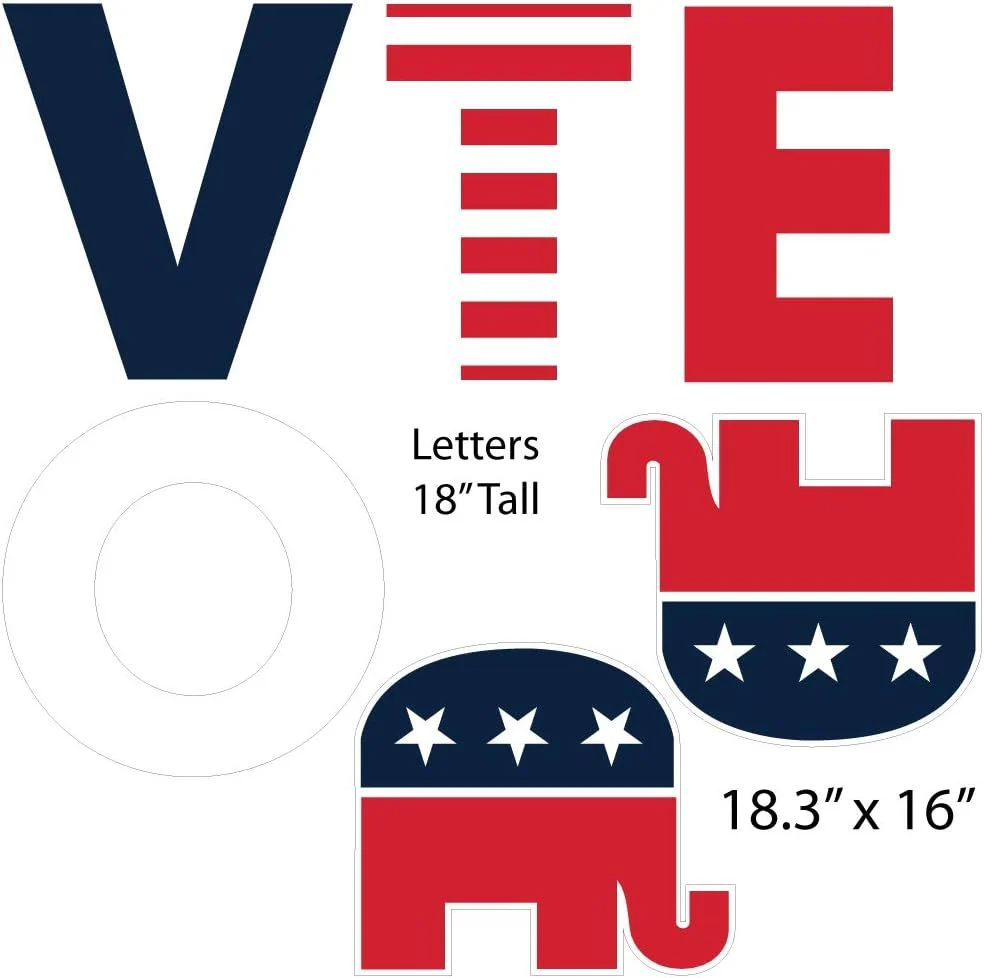 Vote Republican Yard Letters and Elephants - 6pcs - Includes Stakes - Image 3