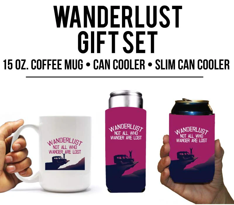 Wanderlust Theme Mug & Can Cooler Gift Pack