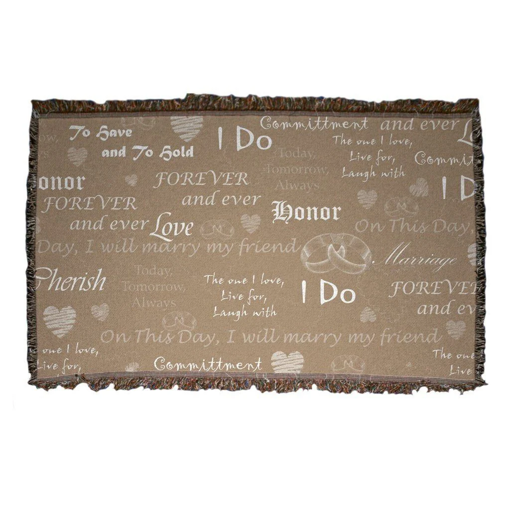 Wedding Love Pattern Woven Blanket