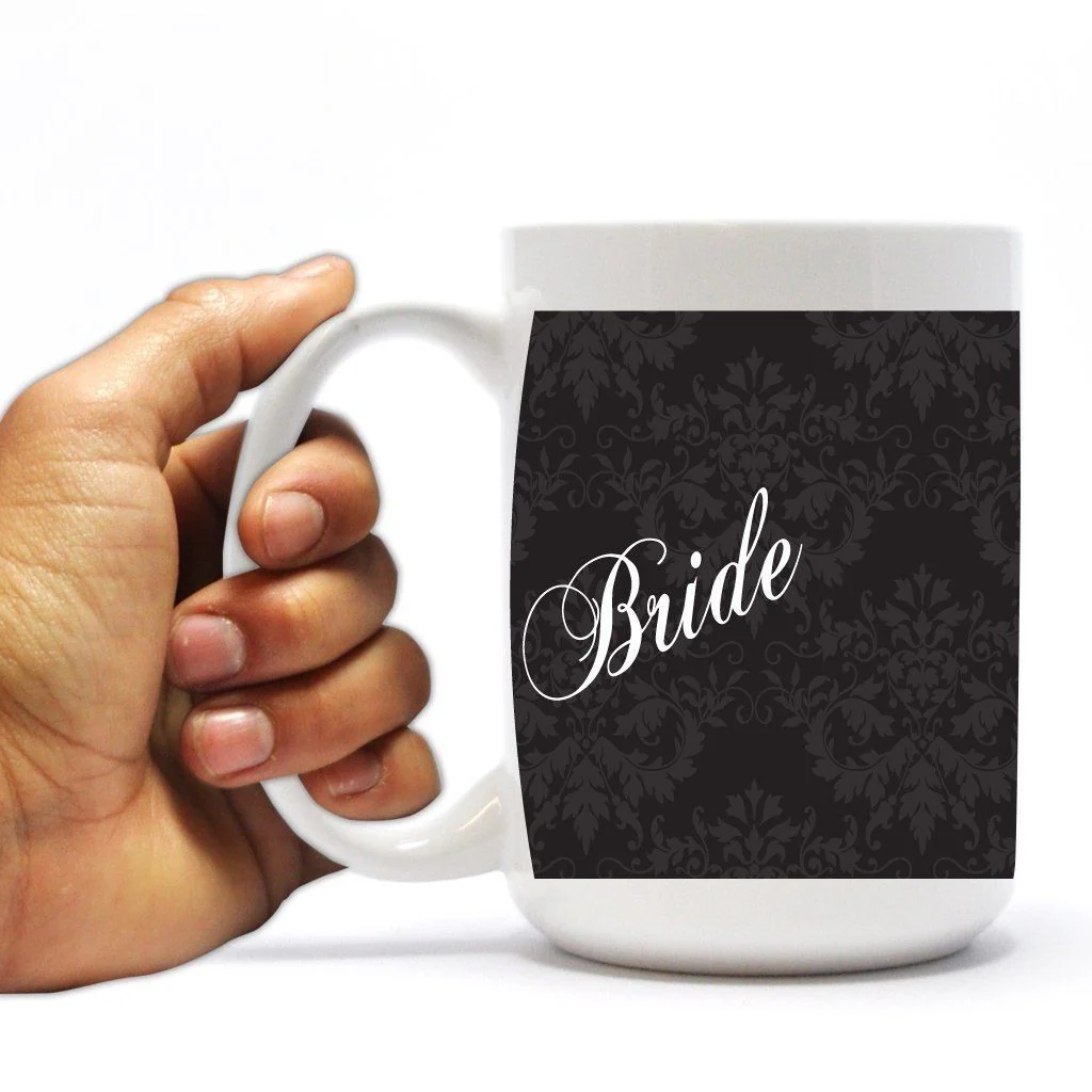 Bride Black and White Silhouette 15oz Coffee Mug - Image 3