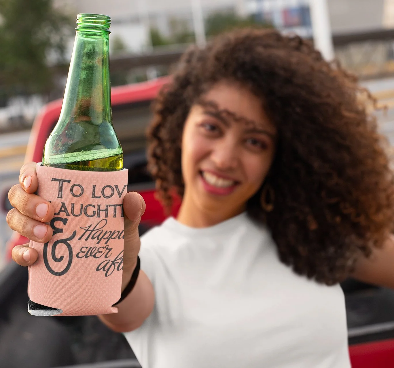 To Love Laughter & Happily Ever After Wedding Can Coolers Set