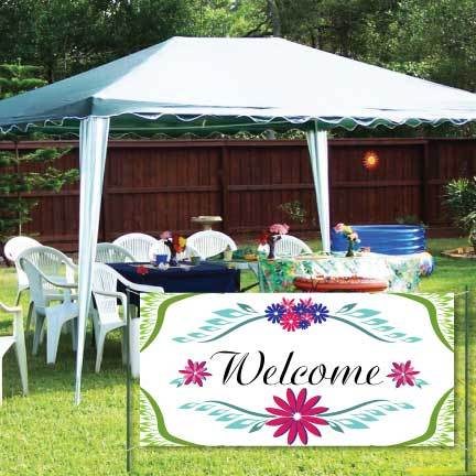 Floral Welcome Waterproof Vinyl Banner