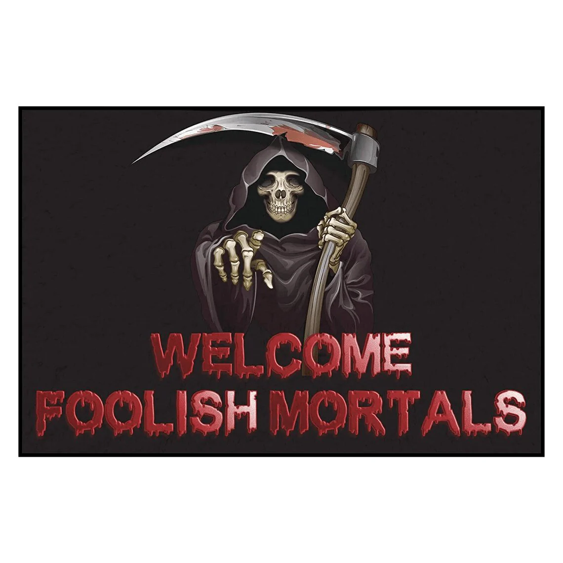 Welcome Foolish Mortals, Halloween Doormat, 24" x36" - Image 2