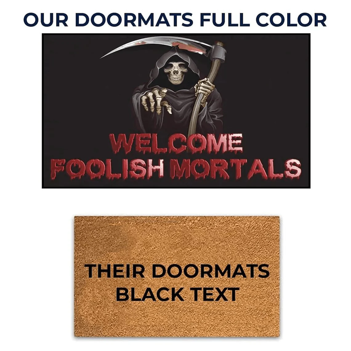 Welcome Foolish Mortals, Halloween Doormat, 24" x36" - Image 3