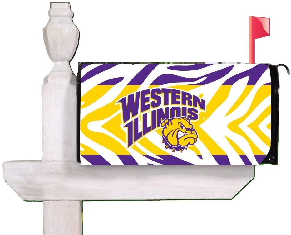 Western Illinois Zebra Print Magnetic Mailbox Cover - Image 2