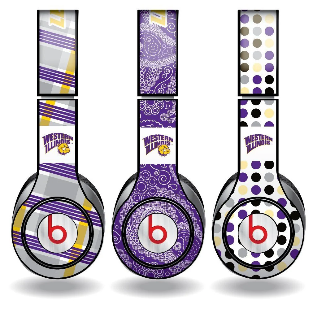 Western Illinois Skins for Beats Solo HD Headphones | Set of 3