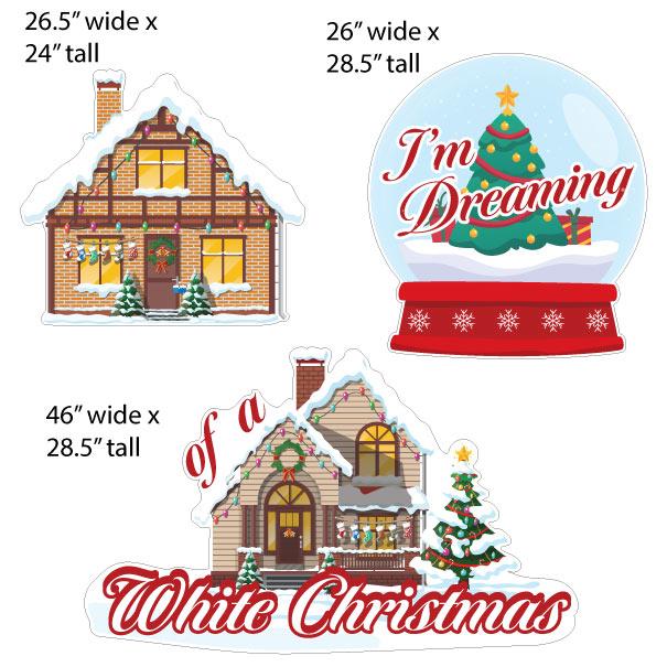 White Christmas Song Themed Yard Card Decoration 8 pc set - Image 2