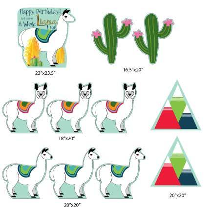 Whole Llama Fun Birthday Yard Card - 11 piece set - Image 2