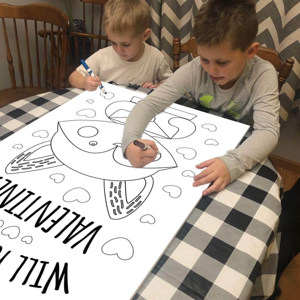 Giant Will You Be My Valentine Coloring Card - Image 2
