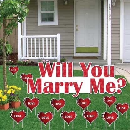 Will You Marry Me with Love Hearts Yard Card - 12 pcs