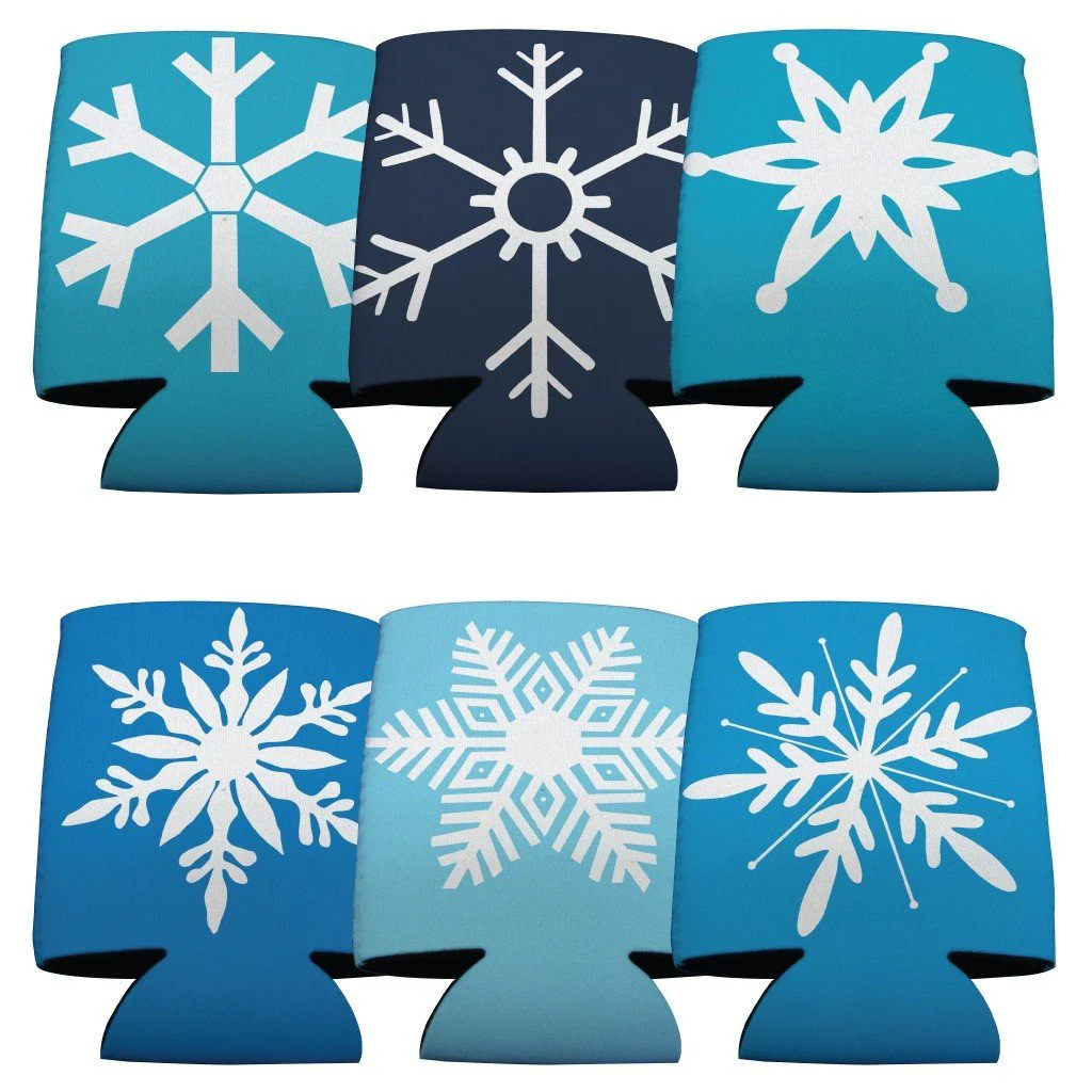 Winter Snowflakes Themed Can Cooler Set
