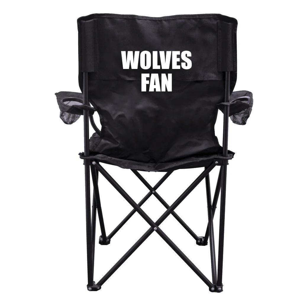 Wolves Fan Black Folding Camping Chair